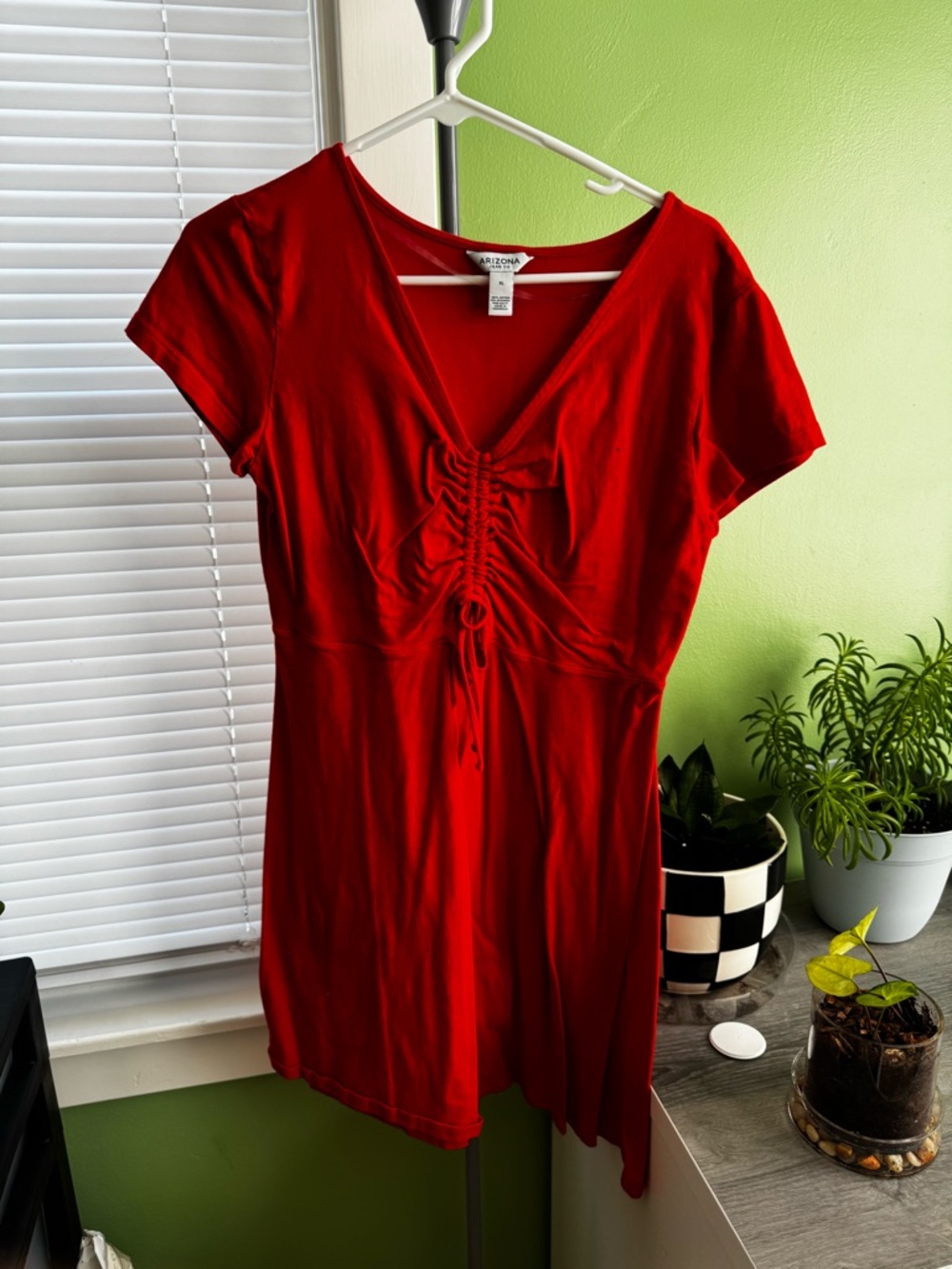 Arizona Jean Company Red Midi Dress with Shirred Front
